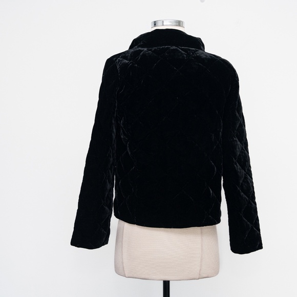 Talbots - New! Quilted Petite Velvet Jacket Black - Picture 3 of 12